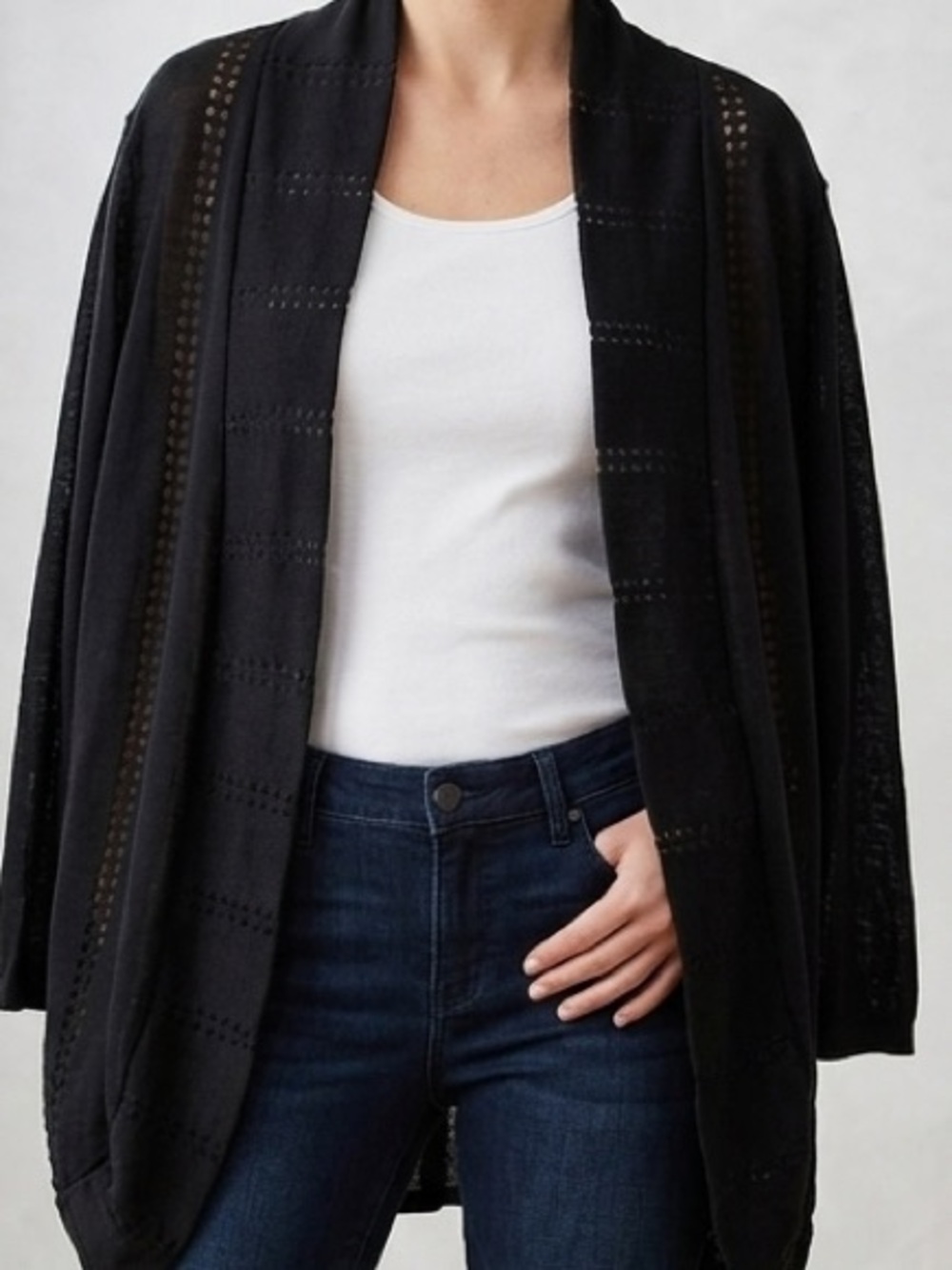 Penn's Open-Front Open Stitch Cardigan